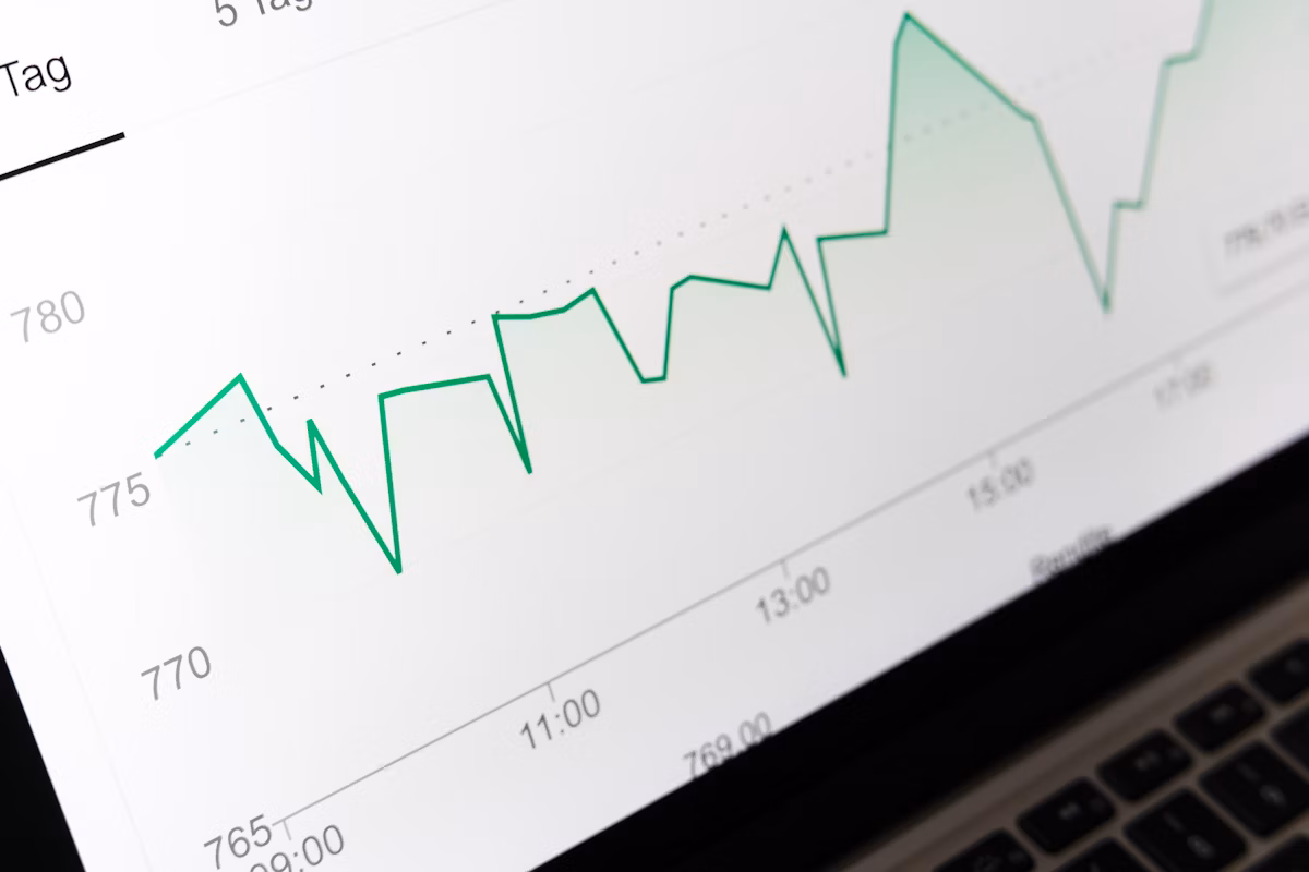 Analytics dashboard and charts on screen